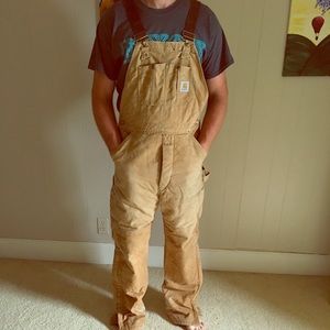 GUC Carhartt Duck Quilted Lined ZIP to thigh Bibs.